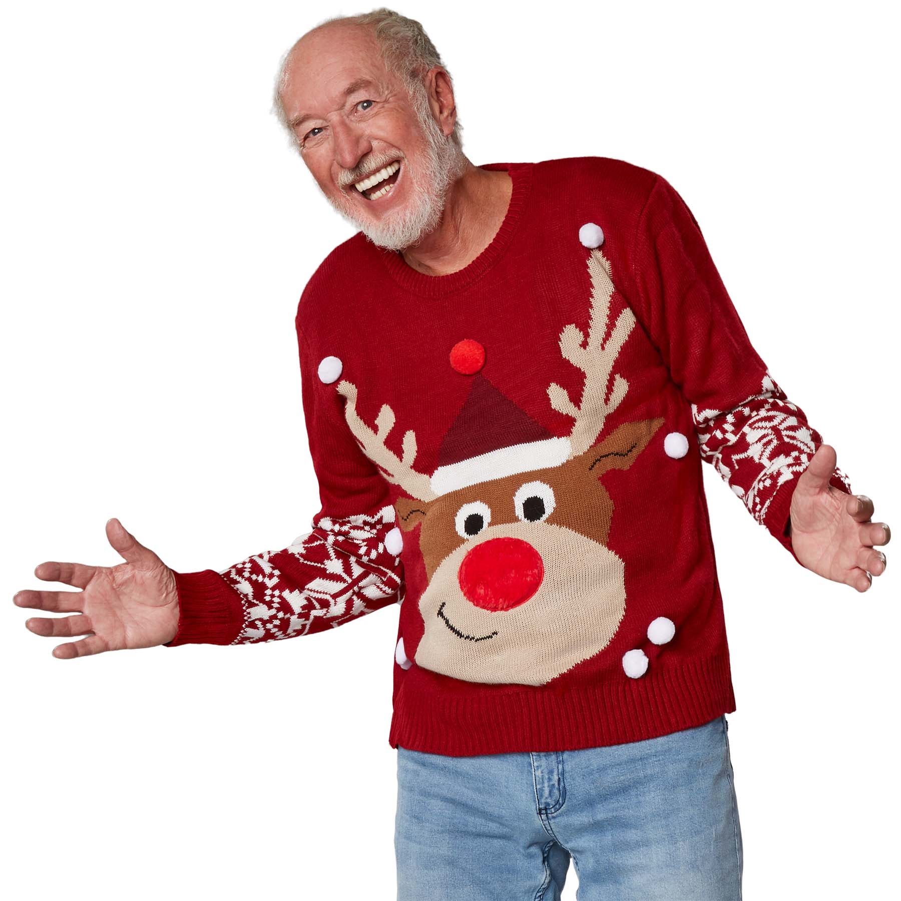 tectake&reg; Weihnachtspullover Rudi Rentier 