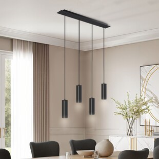 tectake® Pendelleuchte, 4-flammig, 4x GU10, 40 W, längenverstellbare Kabel, 75 x 9 x 146 cm 