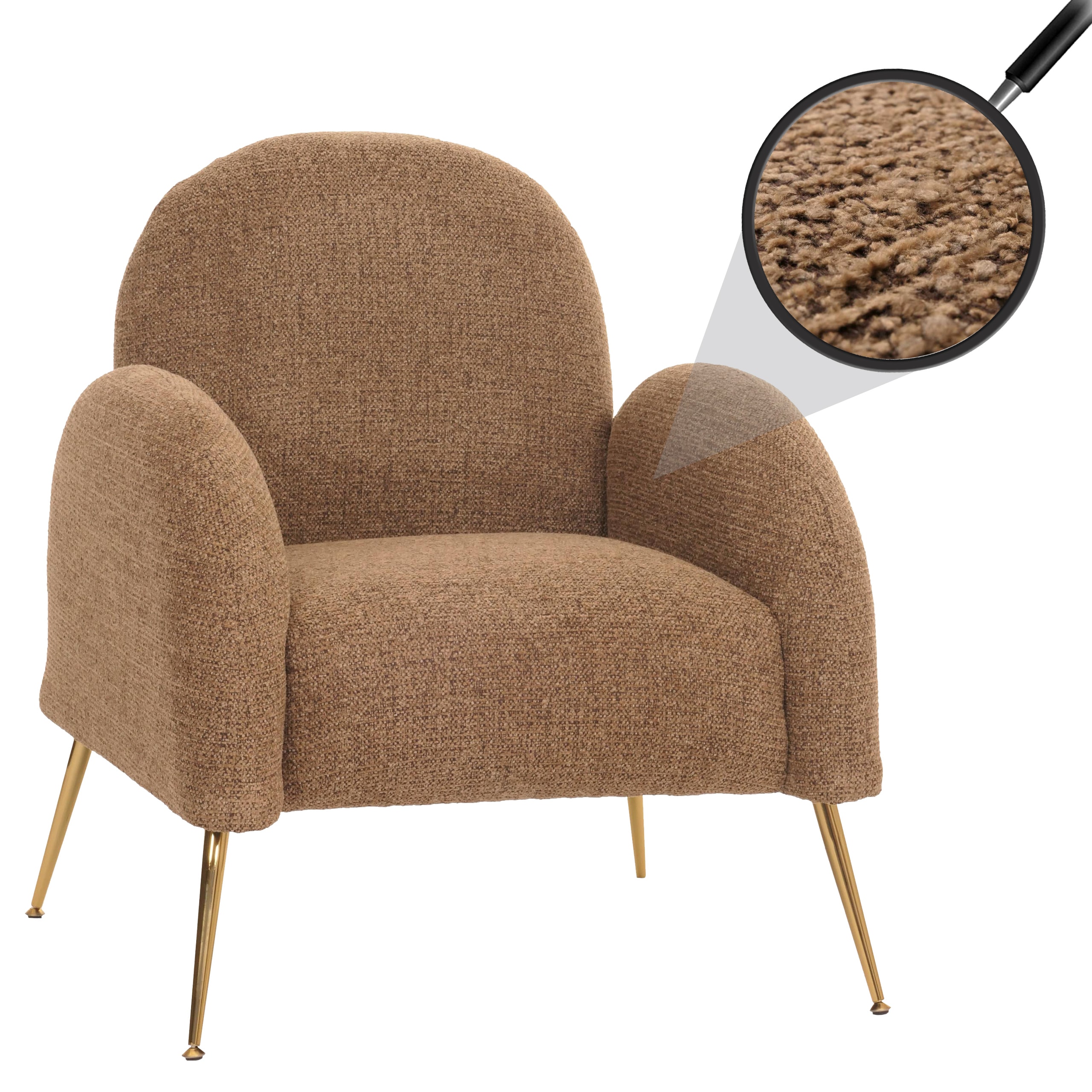 Lounge-Sessel MCW-N69, Cocktailsessel Sessel, Retro Nosagfederung Stoff/Textil Chenille ~ coffee 