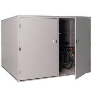 4er-Fahrradgarage MCW-L56c, Gerätehaus Fahrradbox mit Ablage, abschließbar Metall 160x222x208cm ~ hellgrau 