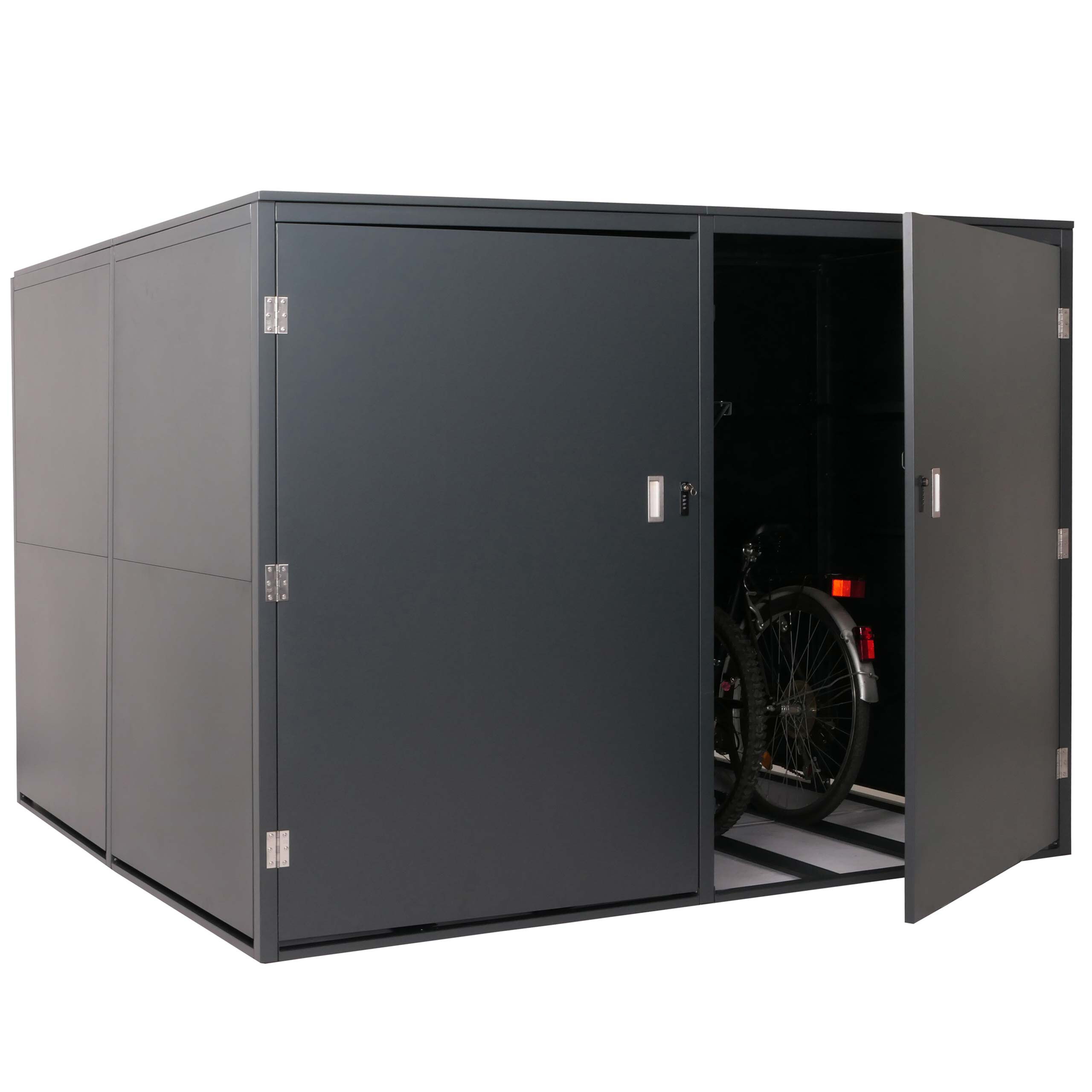 4er-Fahrradgarage MCW-L56c, Ger&auml;tehaus Fahrradbox mit Ablage, abschlie&szlig;bar Metall 160x222x208cm ~ anthrazit 