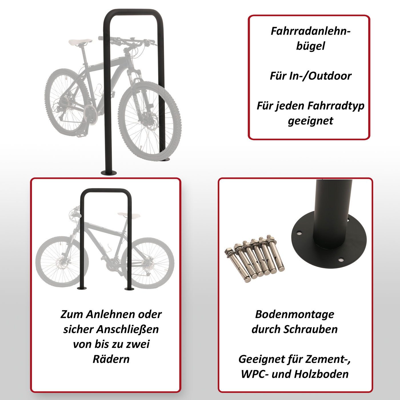 Fahrradbgel MCW-N42, Fahrradstnder Anlehnbgel Bgel Absperrung,  In-/Outdoor Stahl pulverbeschichtet 120x70x12cm bei Marktkauf online  bestellen