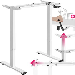 tectake® Tischgestell , stufenlos höhenverstellbar mit Handkurbel, breitenverstellbar, 84 - 129 x 60 x 71 - 121 cm 
