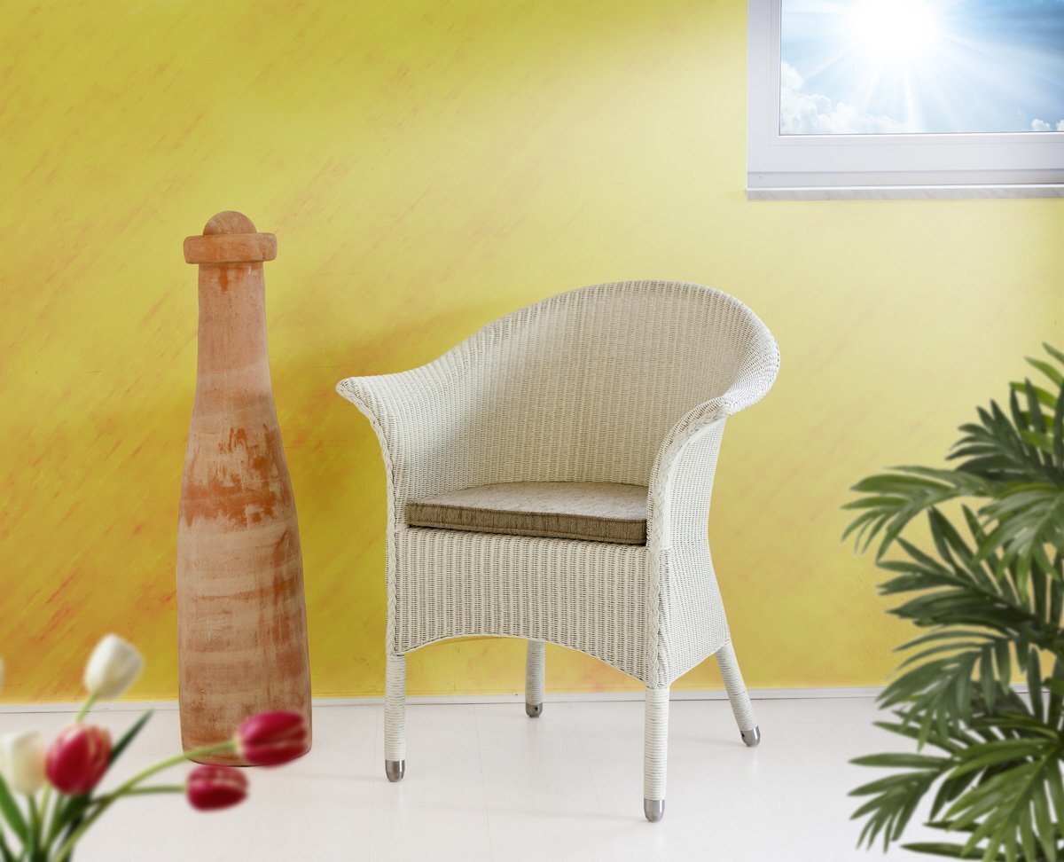 Sedex SEDEX Charlotte Loom Sessel Altwei&szlig; mit Kissen | Rattangestell 