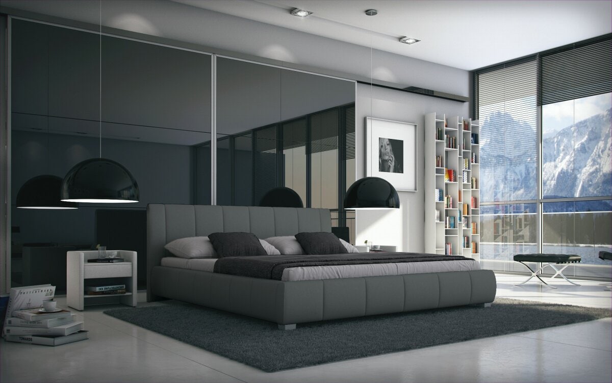 Sedex Bett Luna 140x200cm Kunstleder grau 