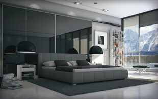 Sedex Bett Luna 140x200cm Kunstleder grau 