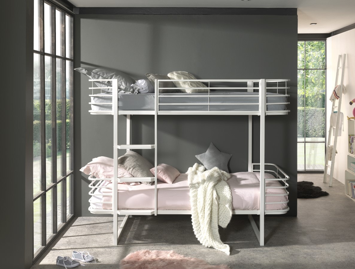 Etagenbett Metall Oscar, 2 Liegefl&auml;chen 90 x 200 cm, Wei&szlig; 