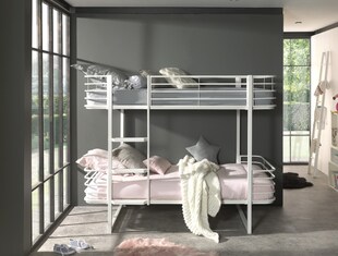 Etagenbett Metall Oscar, 2 Liegeflächen 90 x 200 cm, Weiß 