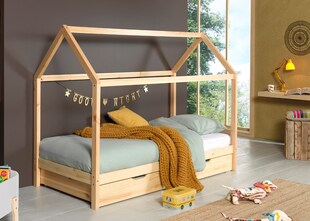 Dallas 2 Hausbett 90 x 200 cm Liegefläche inkl Bettschublade, Natur 