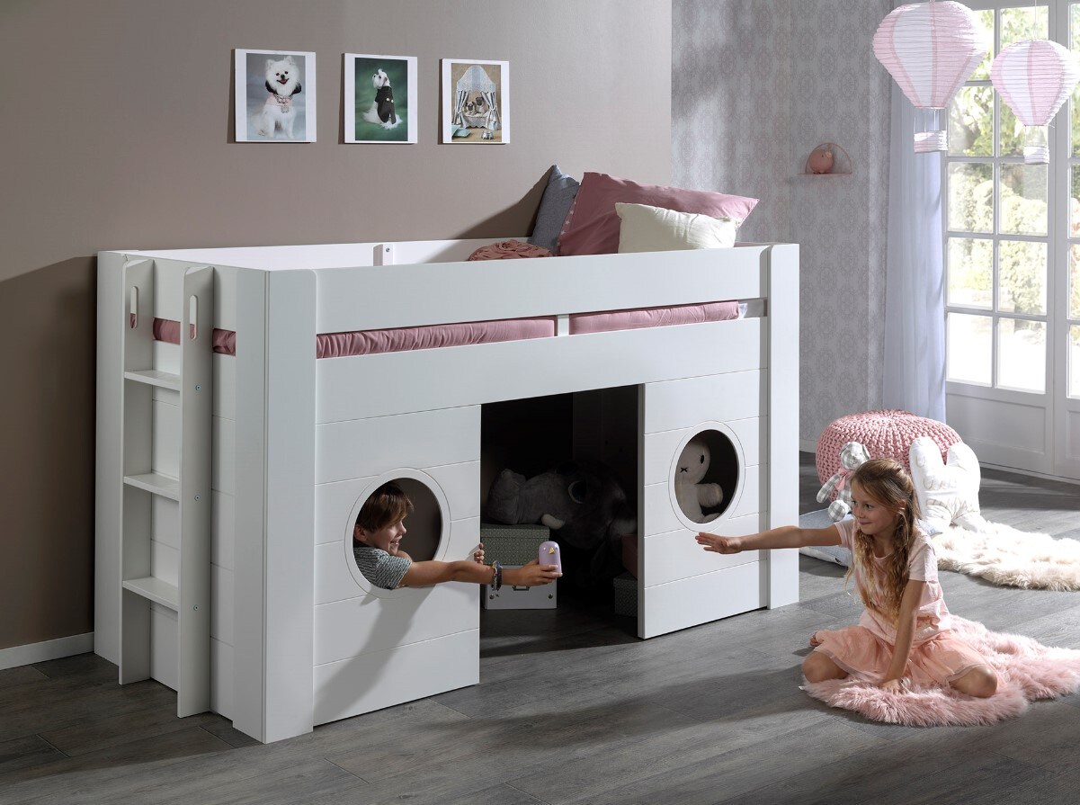 Freya halbhohes Bett 90 x 200 cm Liegefl&auml;che, Wei&szlig; 