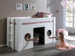 Freya halbhohes Bett 90 x 200 cm Liegefläche, Weiß 