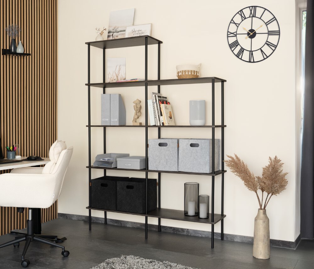 HOME DELUXE Regal INDU Dark Oak 140 x 35 x 196 cm - versch. Ausf&uuml;hrungen 