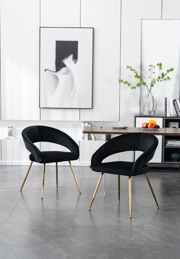 HOME DELUXE Esszimmerstuhl Samt Schwarz LYRIC 1 St&uuml;ck - versch. Ausf&uuml;hrungen 