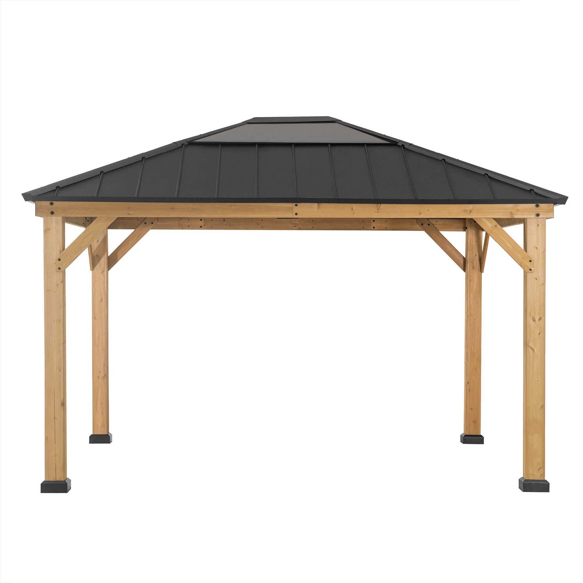 Sunjoy Zedernholz Gazebo BRURI - 336cm x 394cm, anthrazit 