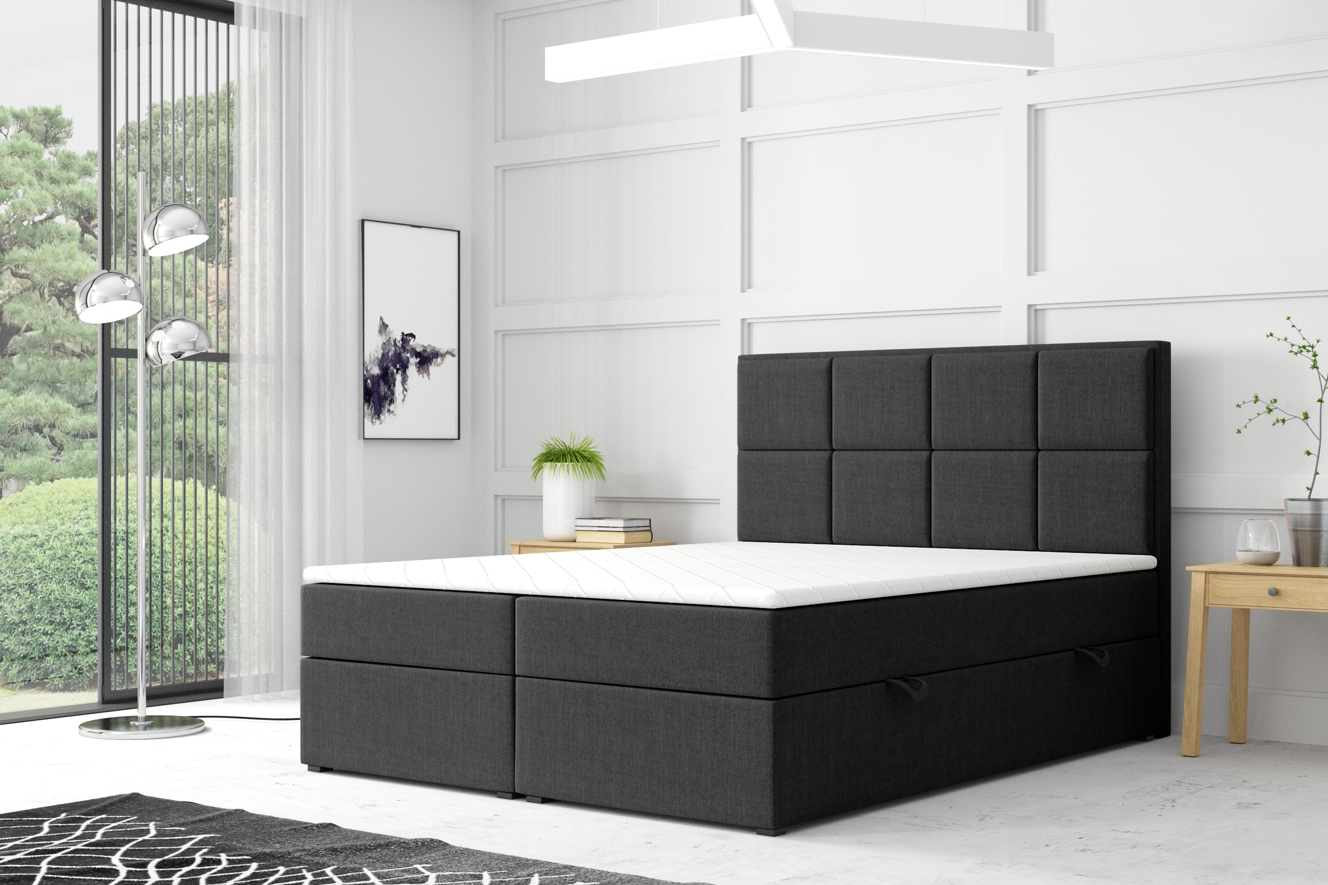 M-Punkt GmbH Boxspringbett NEAPEL mit Bettkasten 180 x 200 cm Schwarz - versch. Ausf&uuml;hrungen 