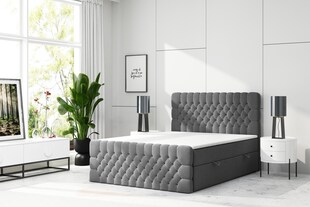 M-Punkt GmbH  Boxspringbett OXFORD mit Bettkasten 180 x 200 cm Webstoff Anthrazit - versch. Ausführungen 