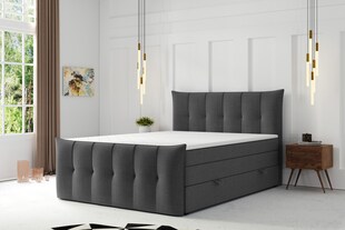 M-Punkt GmbH Boxspringbett PORTO mit Bettkasten 180 x 200 cm Webstoff Anthrazit - versch. Ausführungen 