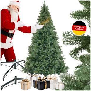 tectake® Weihnachtsbaum, verschiedene Größen, künstlich in Grün, mit PVC- und Spritzgussnadeln, formbar mit viel Volumen, pulverbeschichteter Metallständer mit Kunststoffkappen 