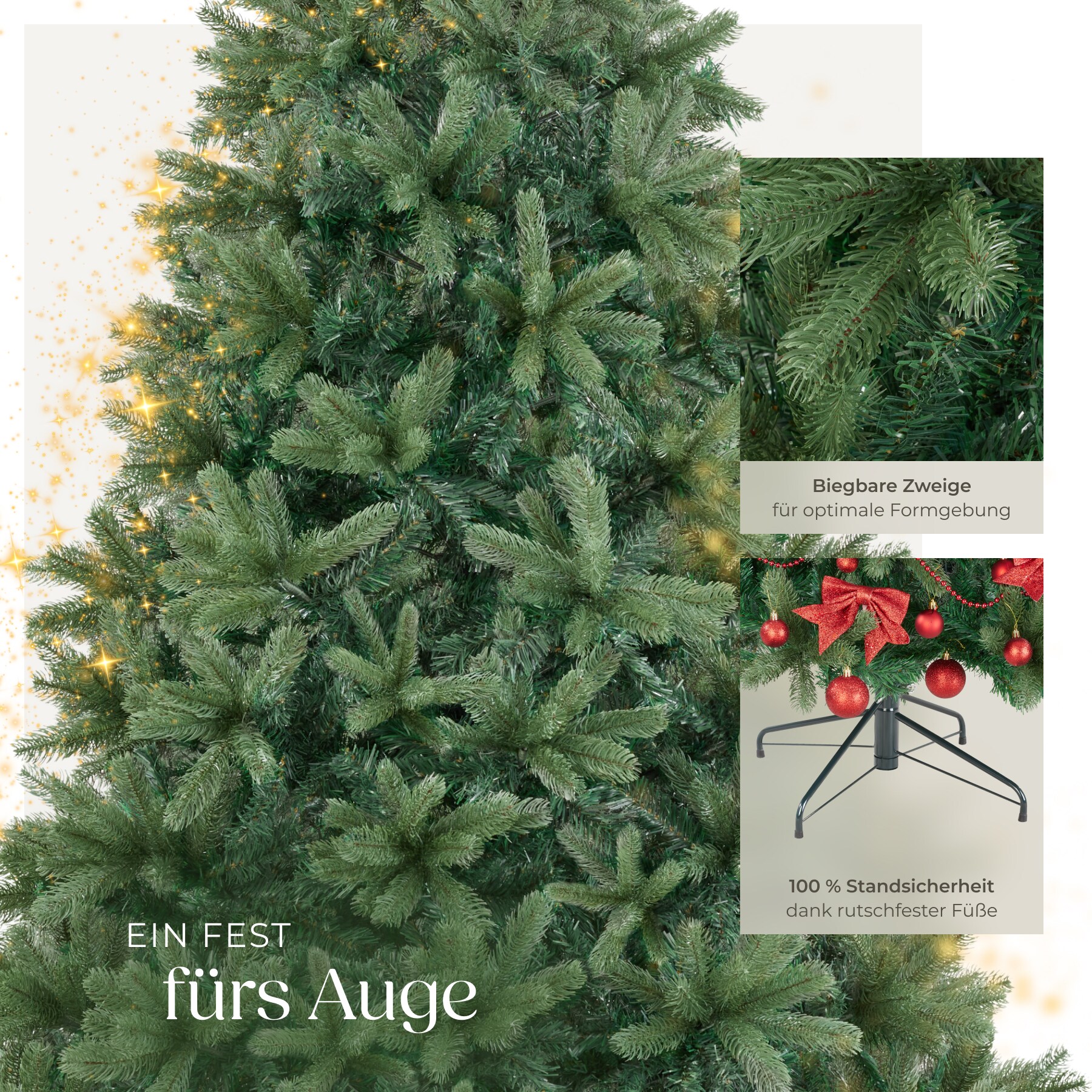 tectake Weihnachtsbaum, verschiedene Gren, knstlich in Grn, mit PVC-  und Spritzgussnadeln, formbar mit viel Volumen, pulverbeschichteter  Metallstnder mit Kunststoffkappen bei Marktkauf online bestellen