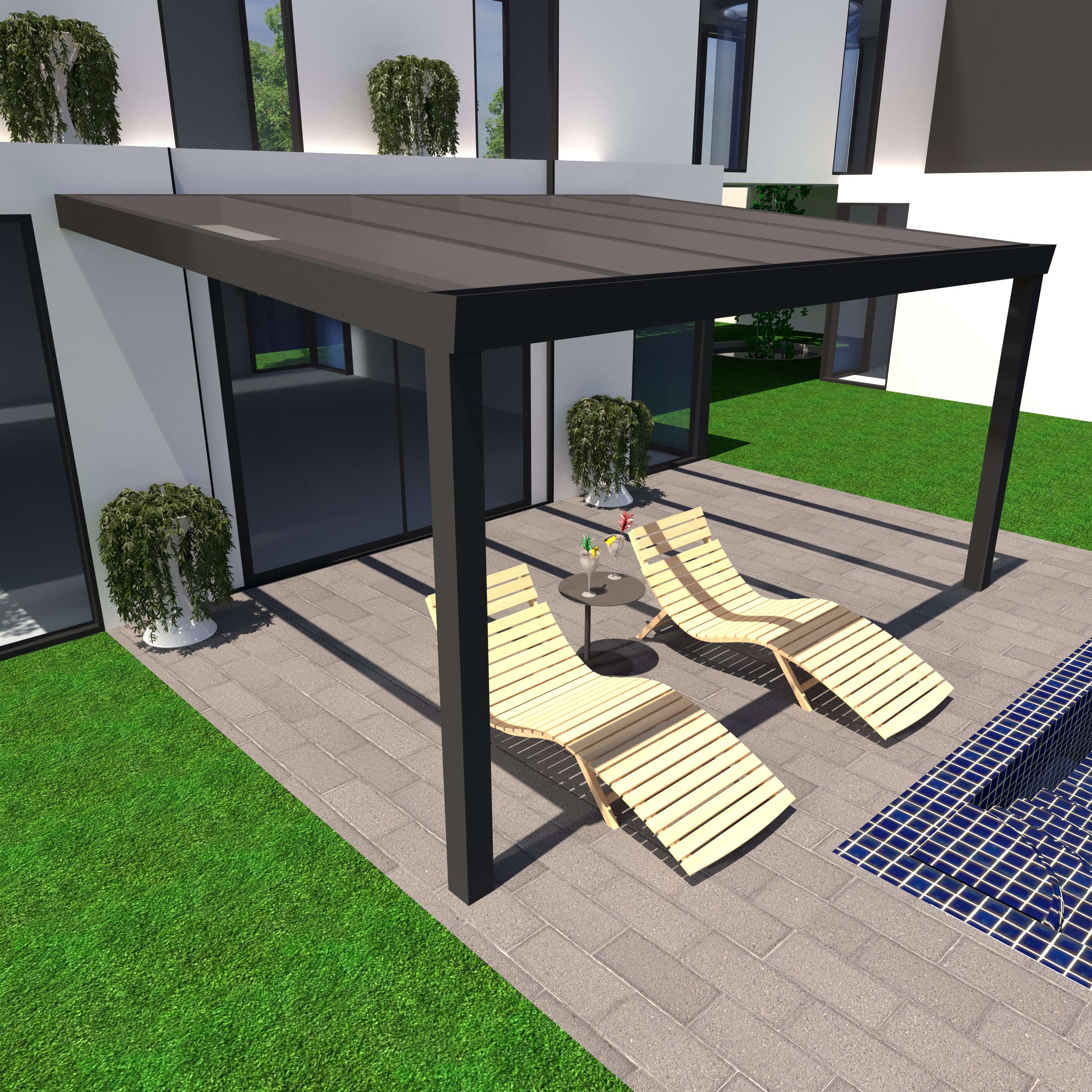 Schweng Terrassen&uuml;berdachung S400, 16mm Polycarbonat, Anthrazit, 5,06m x 3,05m 