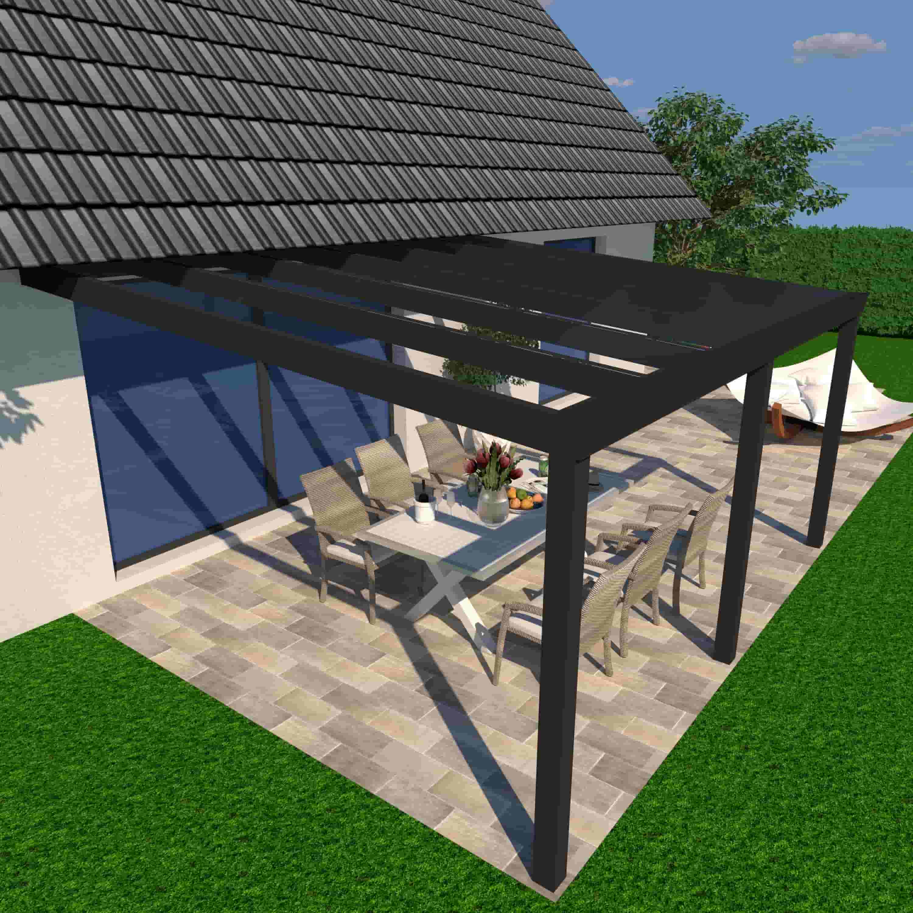 Schweng Terrassen&uuml;berdachung S350, 16mm Polycarbonat, Anthrazit, 5,06m x 3,05m 