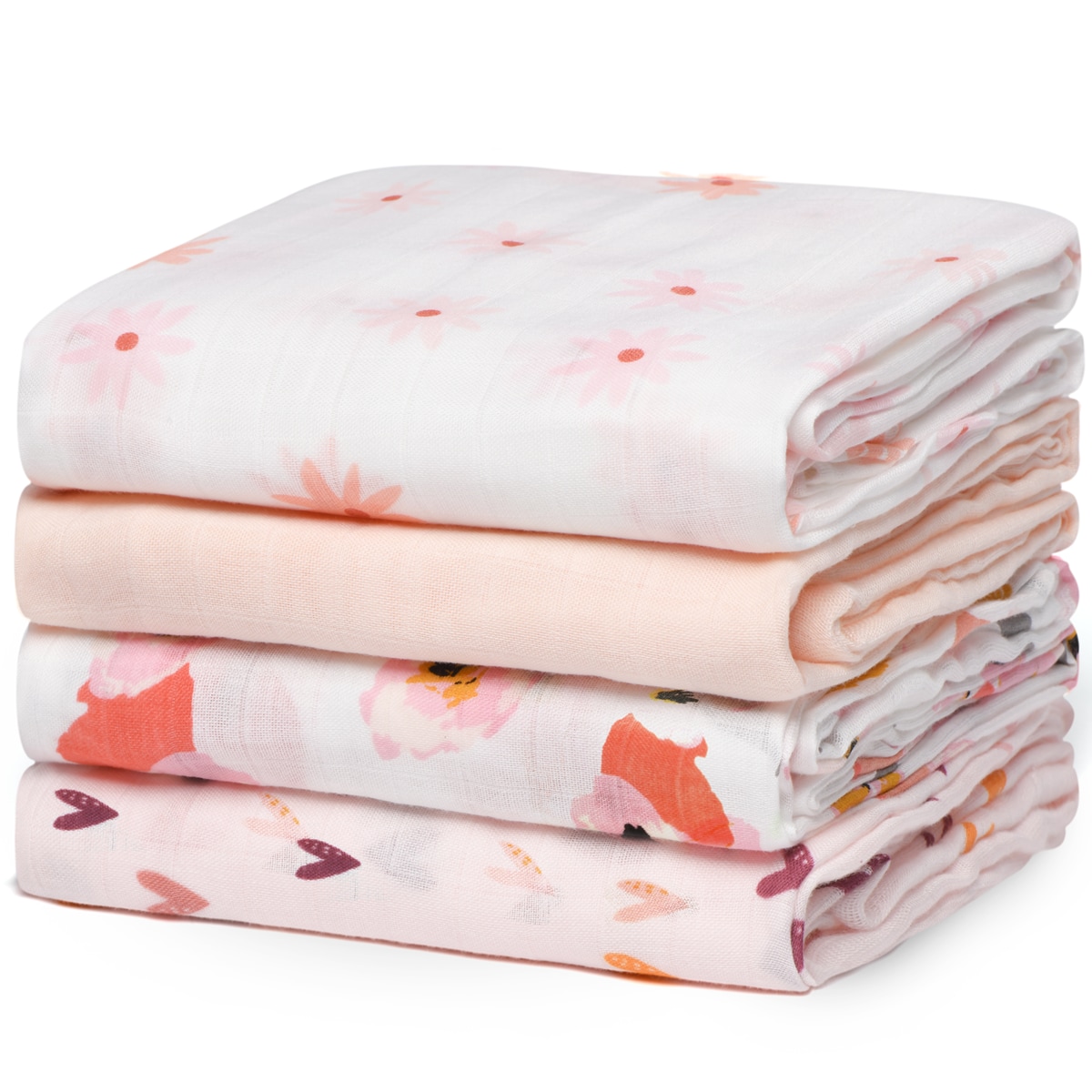 Momcozy Muslin Swaddle Blanket  Babytuch 4 Pack bedruckt 