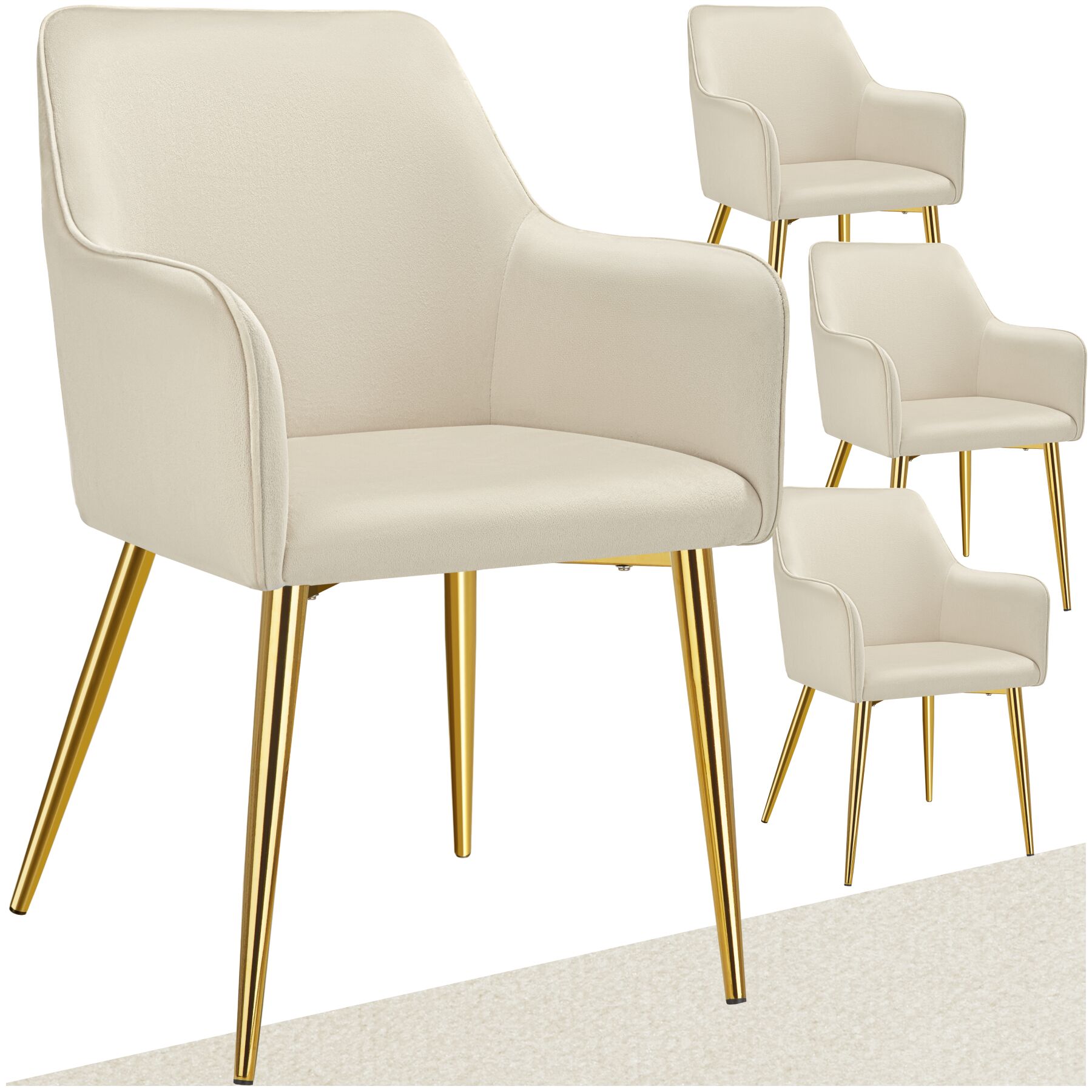 tectake&reg; Armlehnstuhl, in Samtoptik, gepolstert, schlanke, pulverbeschichtete Stahlbeine, 55 x 63,5 x 86,5 cm 