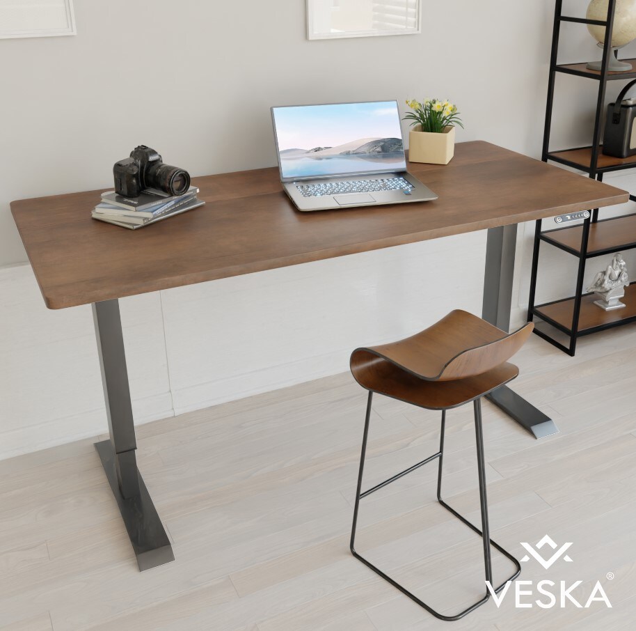 VESKA Höhenverstellbarer Schreibtisch (140 x 70 cm) - Sitz- & Stehpult - Bürotisch Elektrisch Höhenverstellbar mit Touchscreen & Stahlfüßen …
