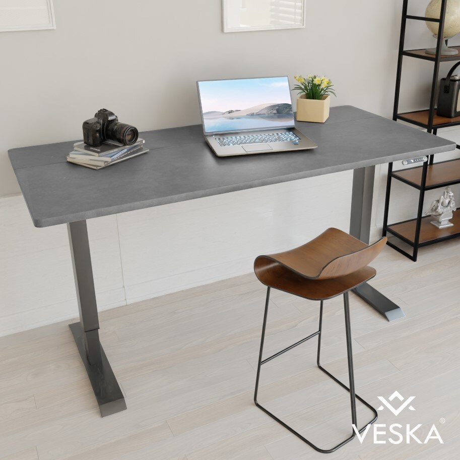 VESKA Höhenverstellbarer Schreibtisch (140 x 70 cm) - Sitz- & Stehpult - Bürotisch Elektrisch Höhenverstellbar mit Touchscreen & Stahlfüßen …