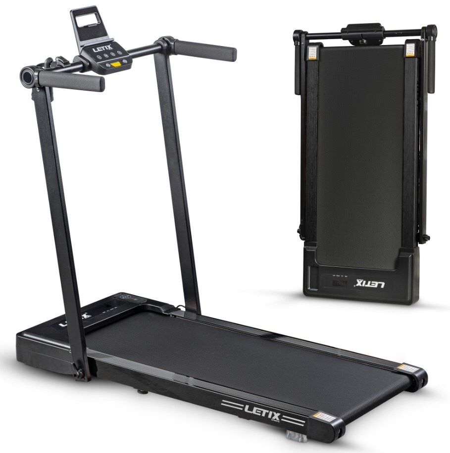 LETIX Elektrisches Laufband FoldPro 2in1 mit LCD-Display, Bluetooth & APP Funktion, für zu Hause und Büro, motorisiertes Fitnessgerät, Heimtrainer - Anthrazit