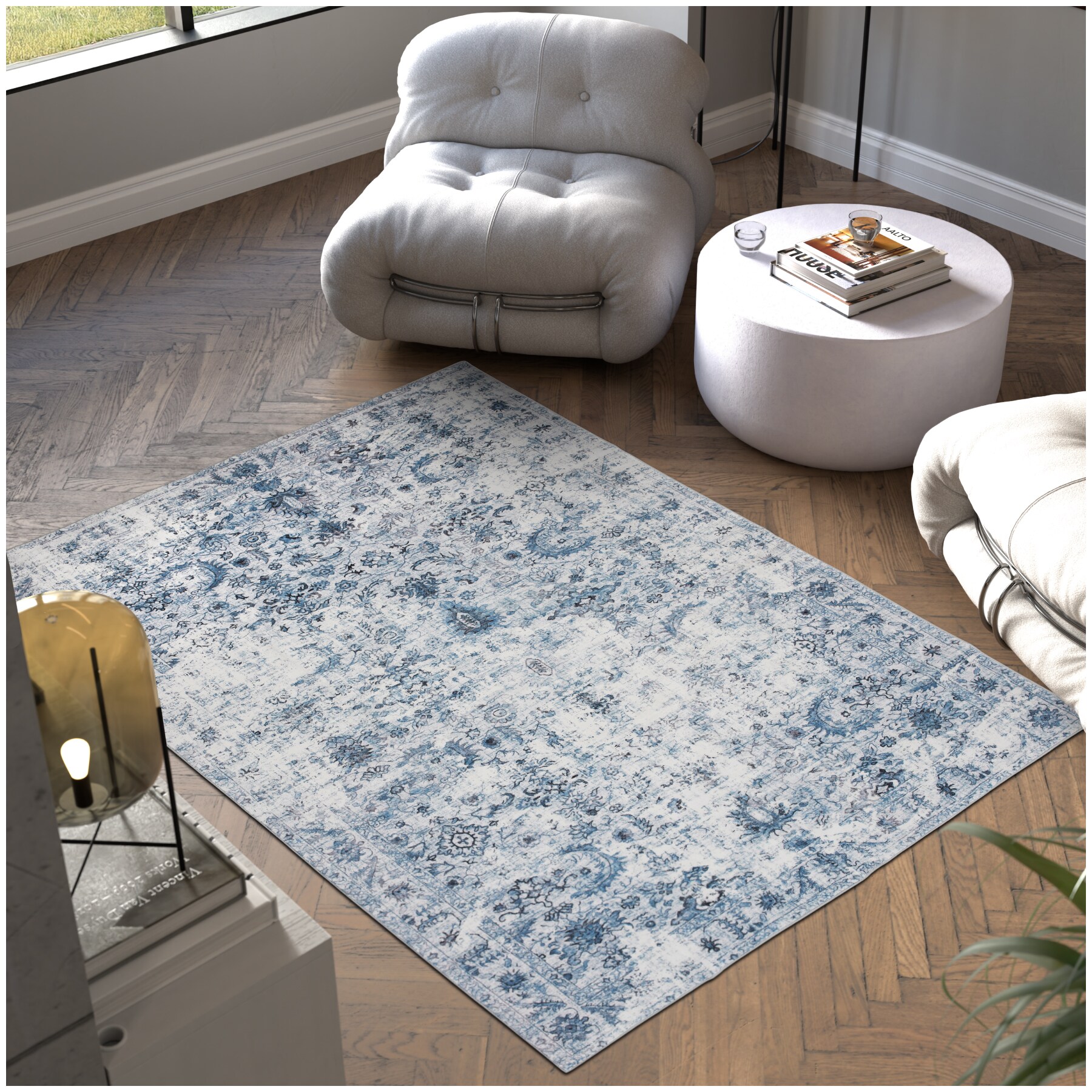 tectake&reg; Vintage Designer Teppich, verschiedene Gr&ouml;&szlig;en, pflegeleichter, flauschiger Kurzflor, rutschfeste Unterseite 