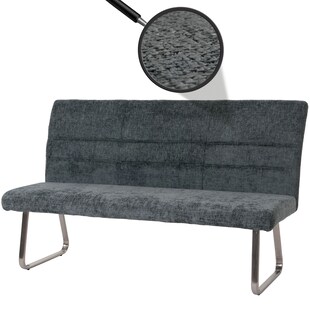 Sitzbank MCW-G55, Esszimmerbank Bank, Edelstahl gebürstet Stoff/Textil Chenille Öko-Tex, 180cm ~ blau-grün 