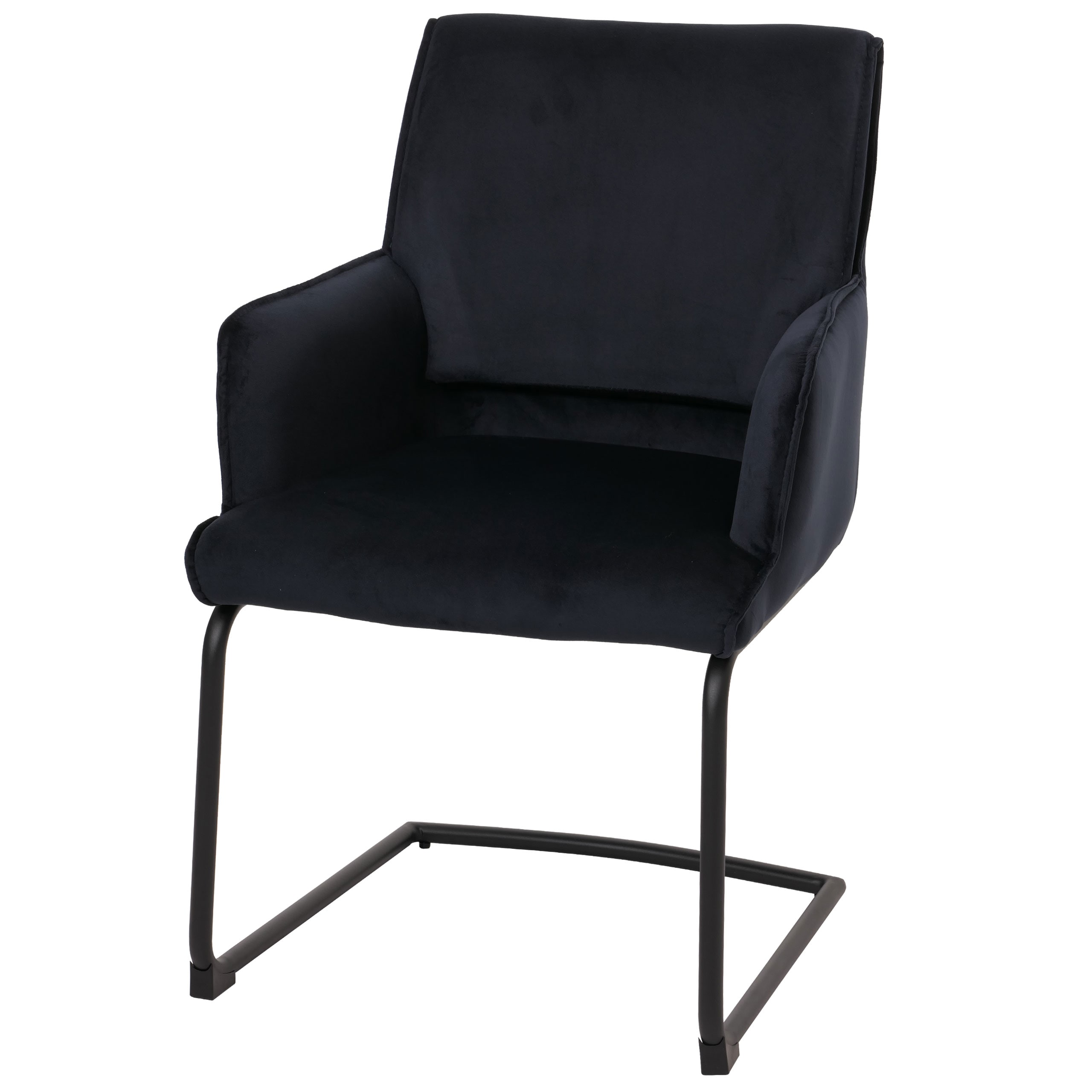 Freischwinger MCW-N60, Esszimmerstuhl K&uuml;chenstuhl Stuhl, Stoff/Textil &Ouml;ko-Tex ~ anthrazit-blau 