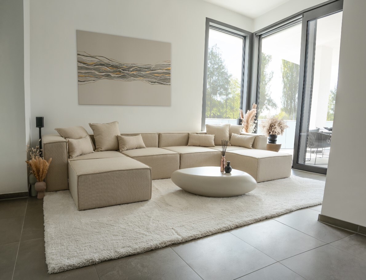 HOME DELUXE Modulares Sofa VERONA XXL Beige - versch. Ausf&uuml;hrungen 