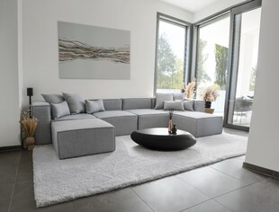 HOME DELUXE Modulares Sofa VERONA XXL Hellgrau - versch. Ausführungen 