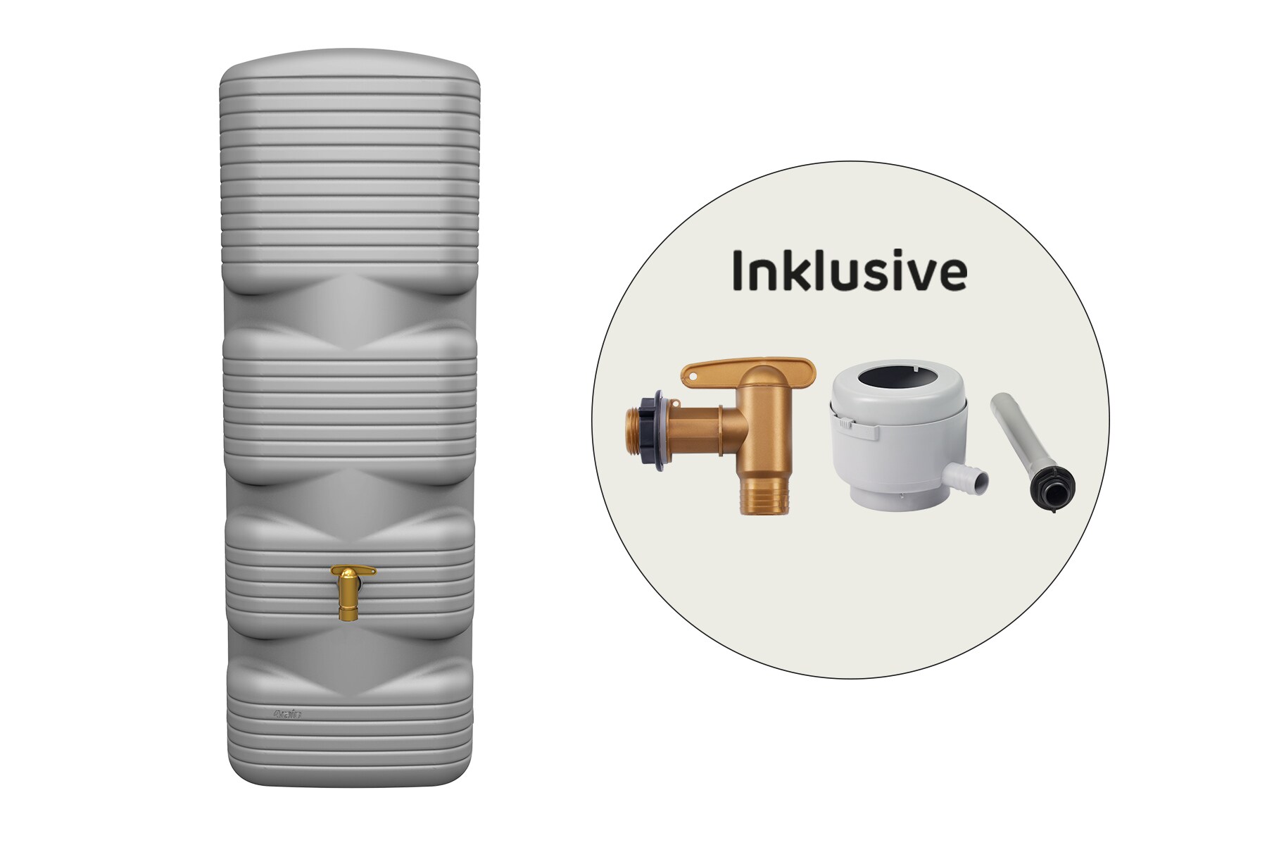 QUADRO Wandtank 170 L, betongrau inkl. Aqua Quick & F&uuml;llautomat 