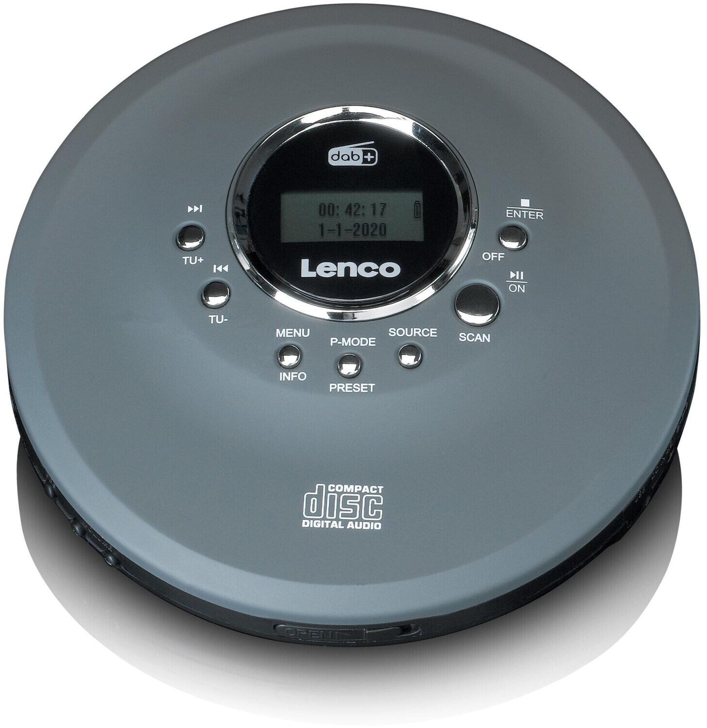 Lenco CD-400GY Portabler CD-Player mit DAB+ Radio, Anti-Shock-Funktion und Lithium-Akku 