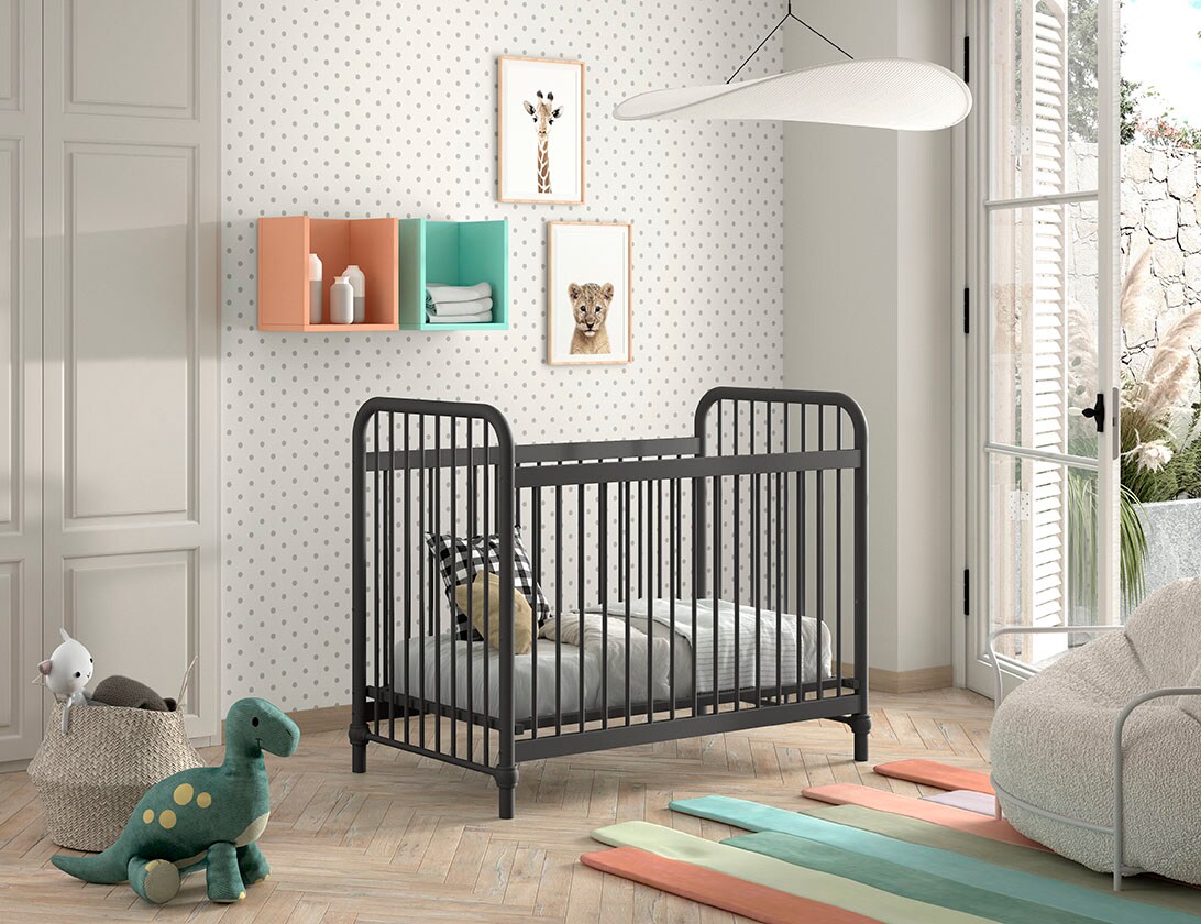 JAXX BRONXX Babybett mit Liegefl&auml;che 60 x 120 cm, Ausf. Metall Schwarz matt - versch. Ausf&uuml;hrungen 