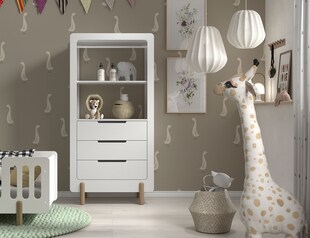 JAXX SMILE Regalschrank mit 3 Schubladen, Fachboden und Kleiderstange, Ausf. MDF weiß lackiert 