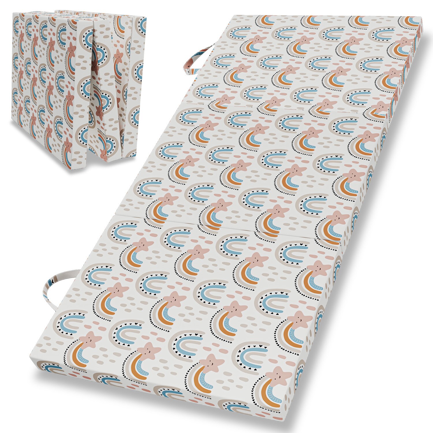 ELONEO Klappmatratze G&auml;stematratze, 75x200x8 cm, Regenbogen 