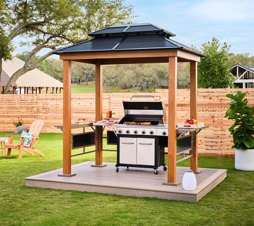 Sojag Pavillon BBQ Maui Holzoptik 158x249x278cm 