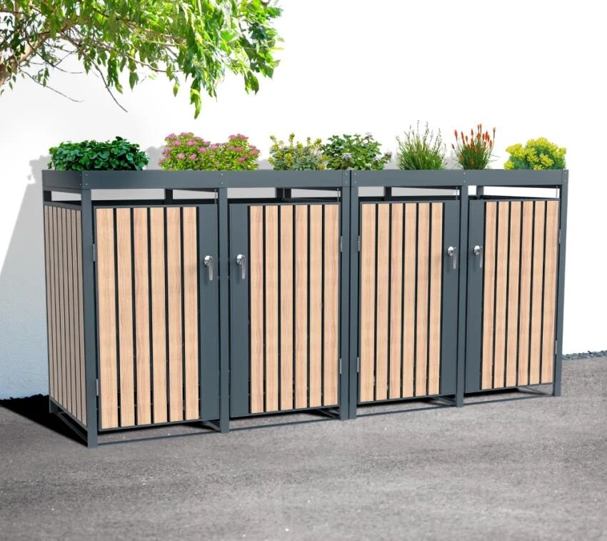 Mülltonnenbox Planta   4x  Holzoptik 84x264x124,5cm