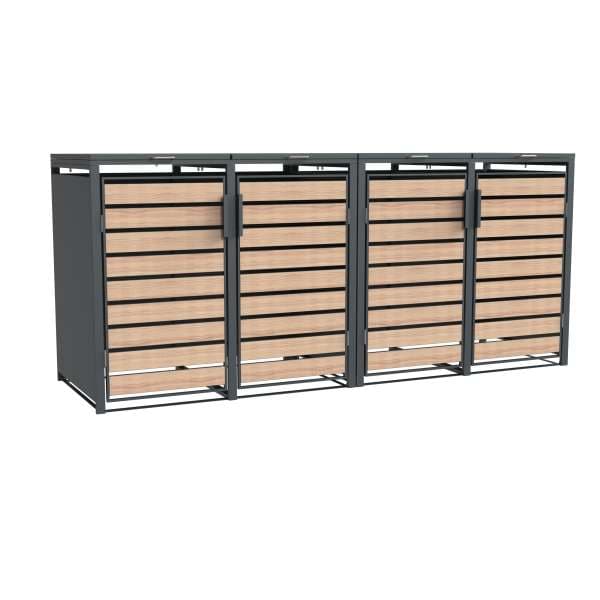 Westmann M&uuml;lltonnenbox Lacina | 4x 240 L Holzoptik 80x264x116cm 