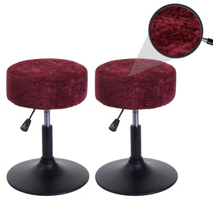 2er-Set Hocker MCW-C22, Sitzhocker, höhenverstellbar drehbar Ø 37cm Stoff Chenille (465g/m²) MVG ~ bordeaux 
