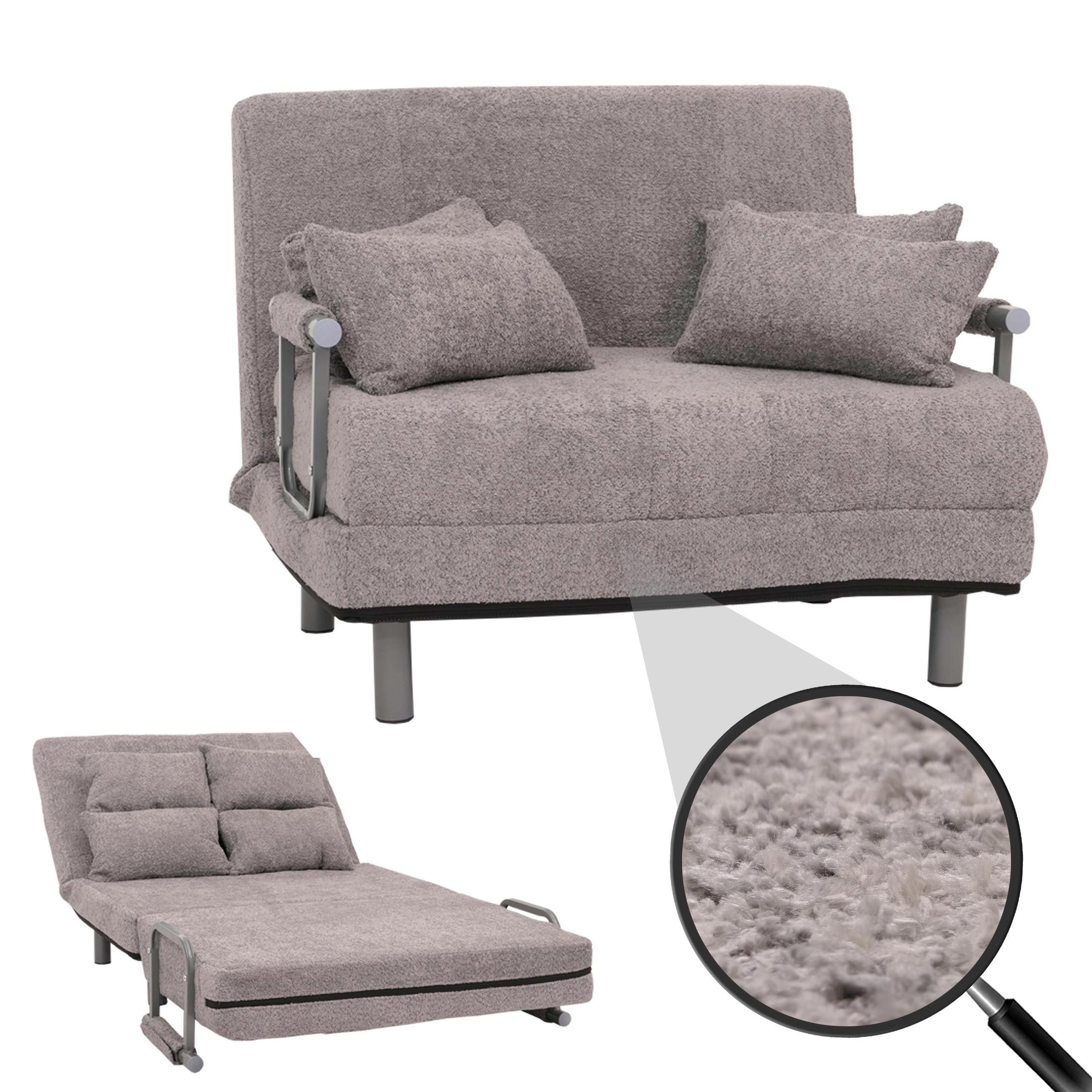 Schlafsessel MCW-K29, Klappsessel Schlafsofa G&auml;stebett, Liegefl&auml;che 190x100cm, Stoff Boucl&eacute; (500g/m&sup2;) ~ dunkelgrau 