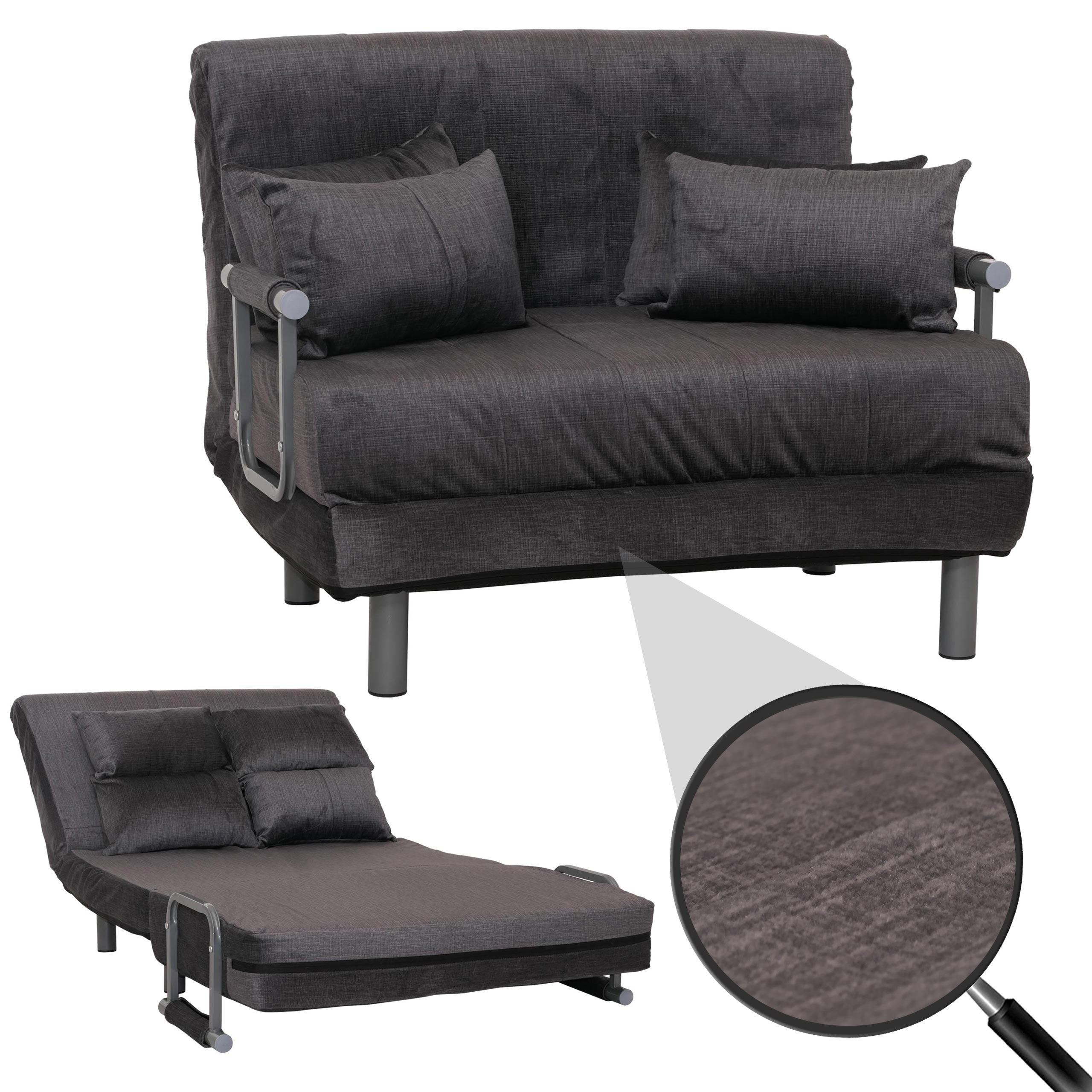 Schlafsessel MCW-K29, Klappsessel Schlafsofa G&auml;stebett, Liegefl&auml;che 190x100cm, Stoff Chenille (370g/m&sup2;) ~ dunkelgrau 