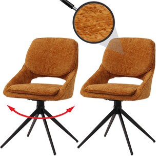2er-Set Esszimmerstuhl MCW-N73, Küchenstuhl, drehbar Auto-Return, Stoff/Textil Chenille (490g/m²) Öko-Tex ~ ocker-gelb 