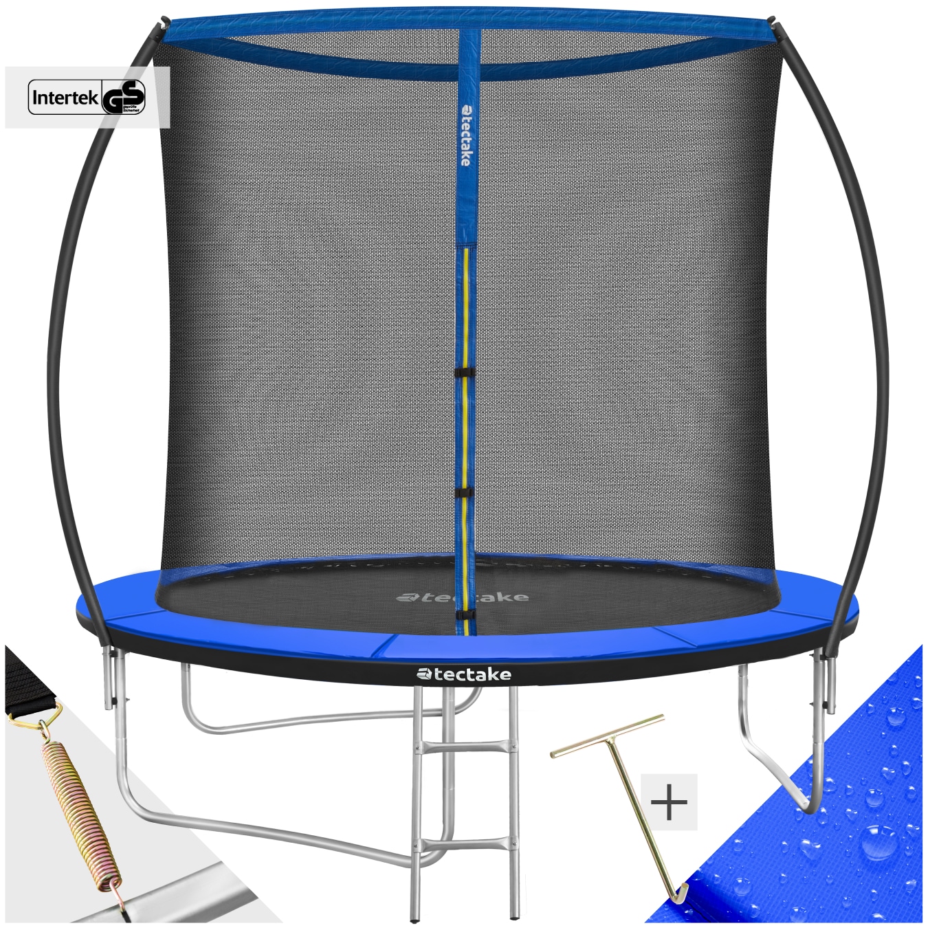 tectake&reg; Trampolin, &Oslash; 244 cm, GS-zertifiziert, Randabdeckung, inklusive Einstiegsleiter 