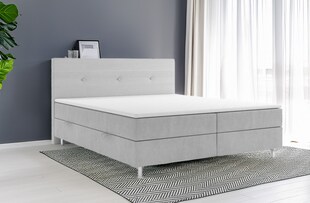 Boxspringbett RIO mit Bettkasten 180 x 200 cm Webstoff Bett Bettkasten Topper - versch. Ausführungen - Grau 