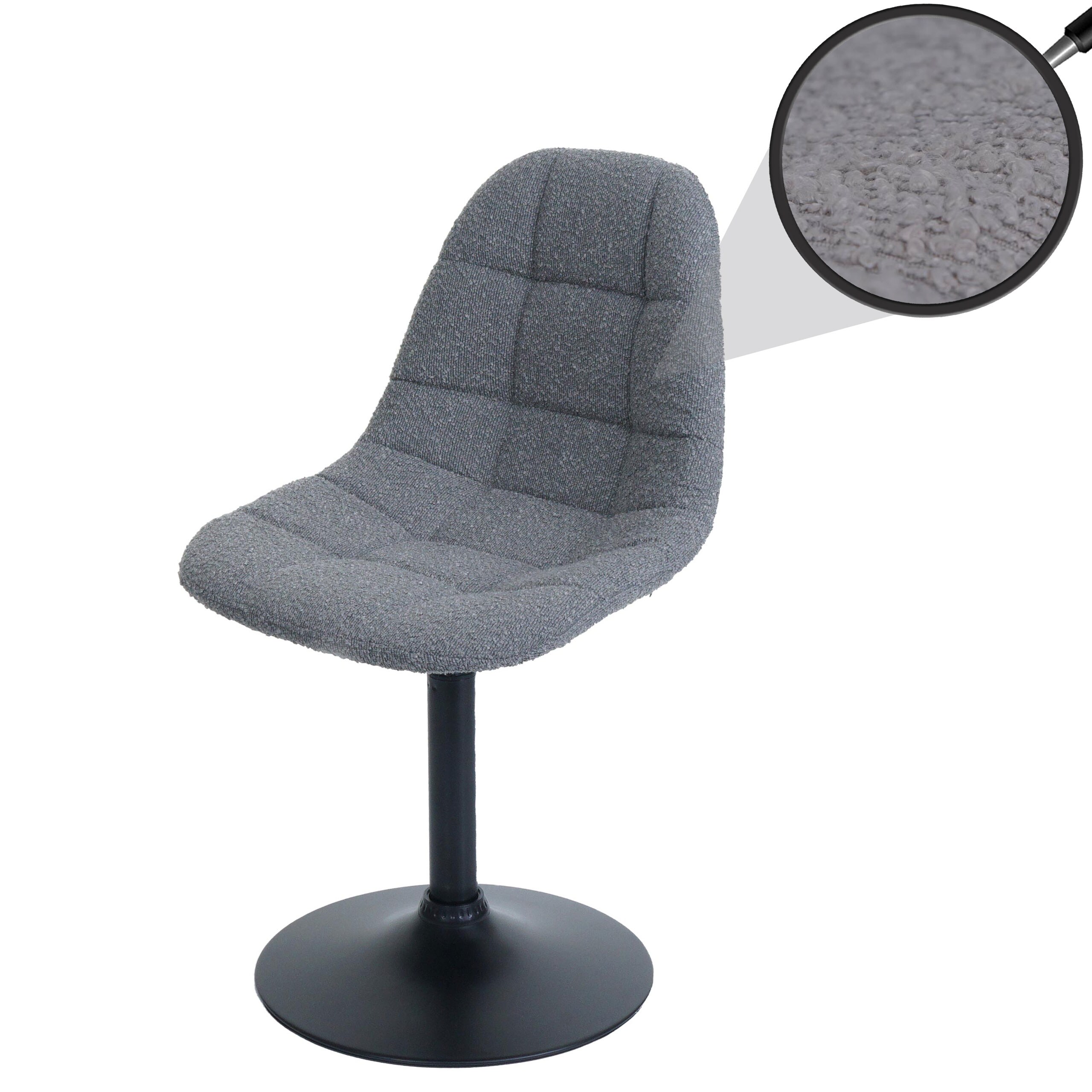 Esszimmerstuhl MCW-A60, K&uuml;chenstuhl Stuhl Drehstuhl, Stahl MVG Stoff/Textil Boucl&eacute; (450g/m&sup2;) ~ dunkelgrau 